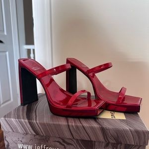Jeffrey Campbell Hustler Platform Mule in Red Iridescent